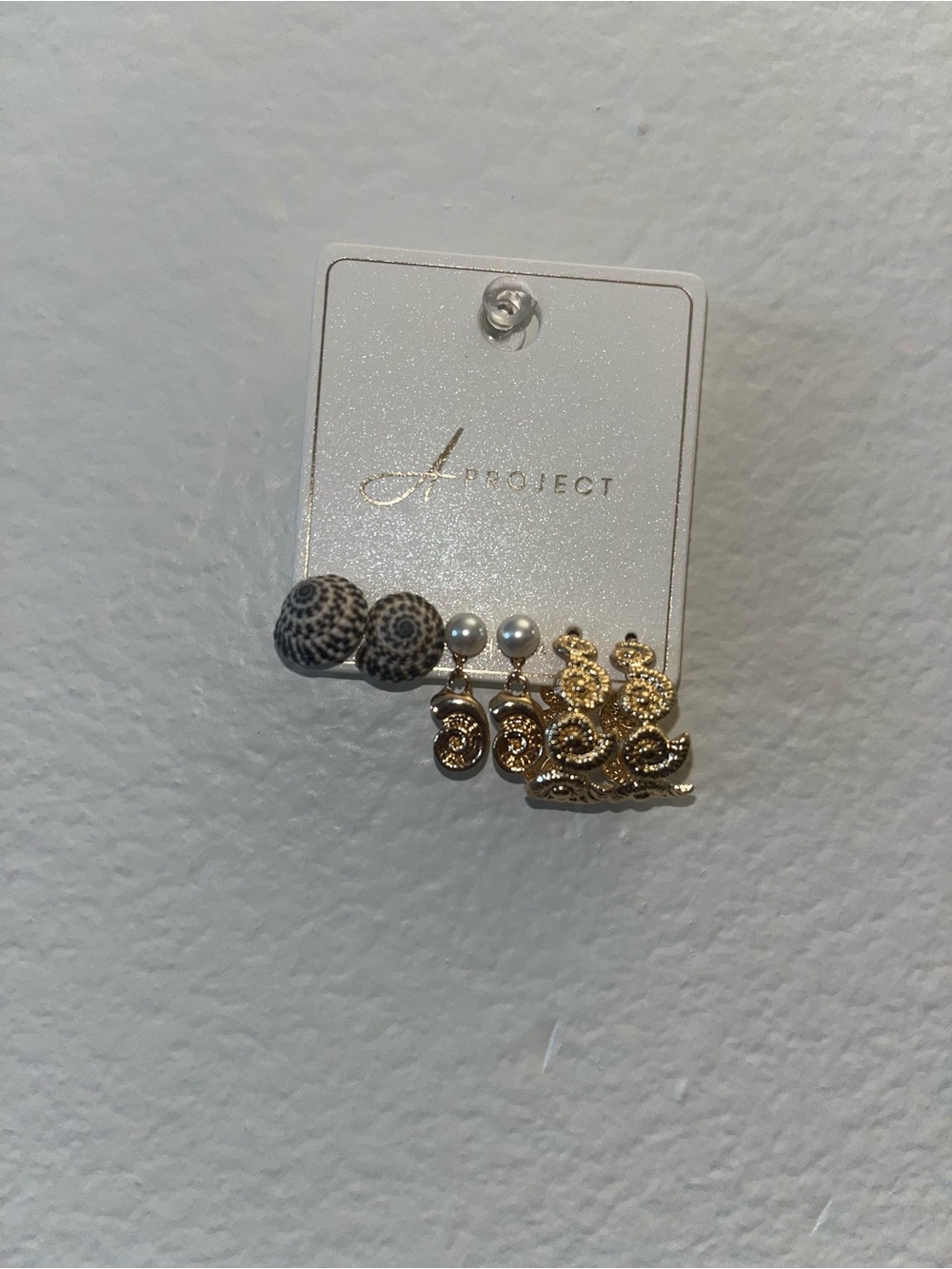 A Project Mixed Earring Set — Gold, Black, and Pearl Accent